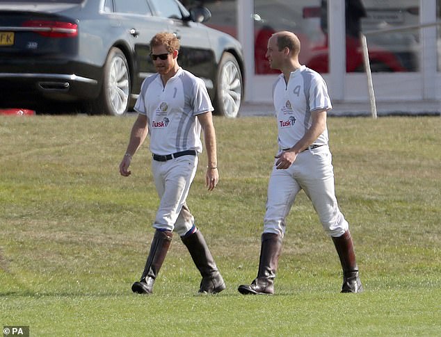 The royal brothers, who were then on good terms, looked relaxed as they walked across the pitch