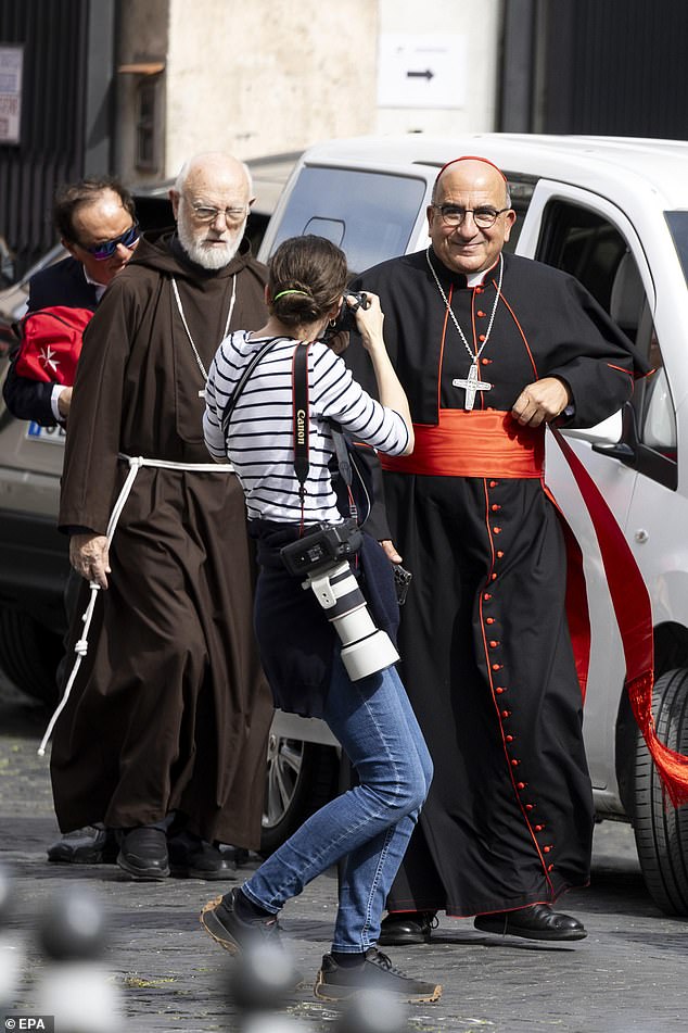 Cardinal Fernando Chomali Garib (R) in Saint Peter's Square for the meeting of the General Congregation of Cardinals, in Vatican City, 5 May 2025