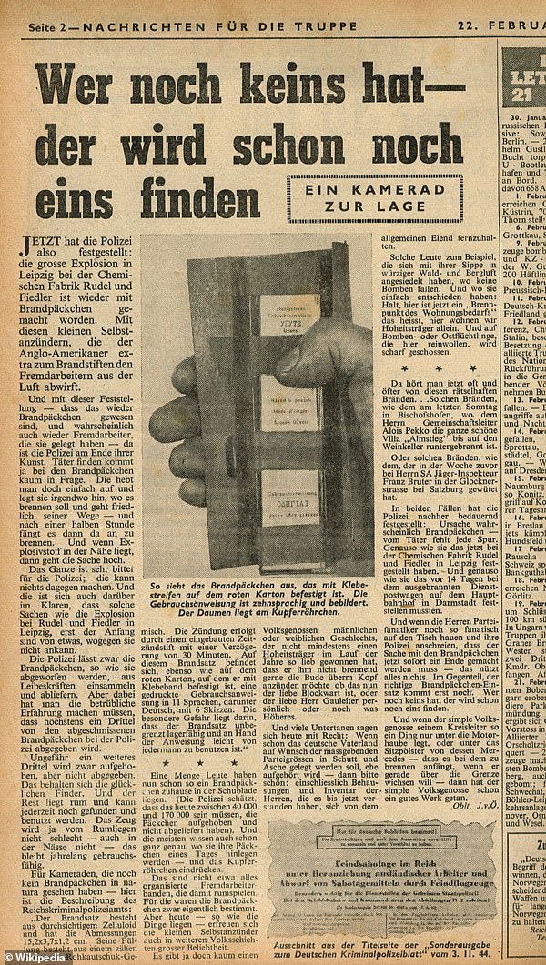 A German-language fake newspaper, produced by the Allies