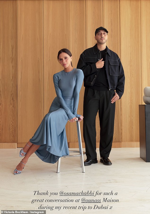 She shared a photograph with fashion critic Osama Chabbi, who recently interviewed her in Dubai as part of his series, where he has conversations with fashion designers