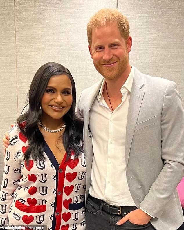 In April 2024, comedian, writer and actress Mindy posted a snap on her Instagram account of herself with Prince Harry after they met at a life coaching event in San Francisco