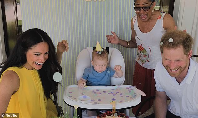 The grandmother appeared at Archie's first birthday party on the Duke and Duchess' first Netflix show (pictured), and also was reported to have been one of the guests at his fourth birthday