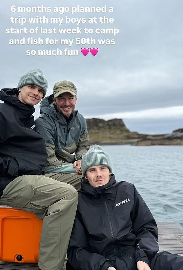David Beckham made a series of posts on Instagram. One revealed how he and sons Cruz and Romeo had caught their dinner during the fishing expedition
