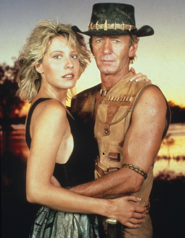 Linda Kozlowski and Paul Hogan in Crocodile Dundee.