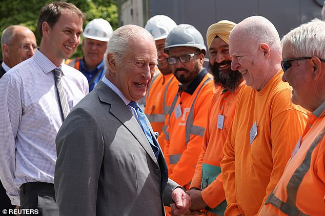 Charles was introduced to employees and apprentices during his ten minute journey to the Thames Tideway Tunnel project