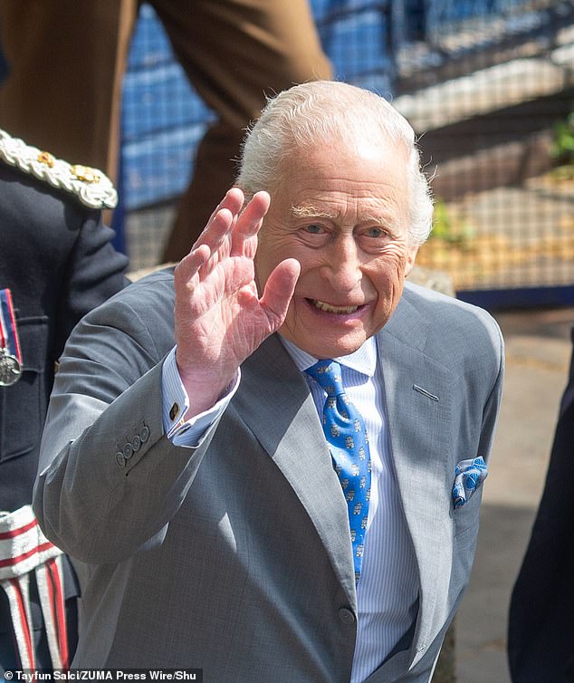 King Charles appeared to be in high spirits as he visited the eco-friendly project on Wednesday
