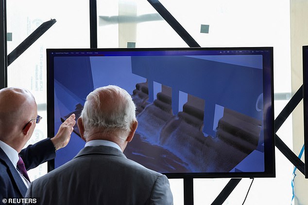 King Charles also watched a video explaining how the new Tideway Thames tunnel works