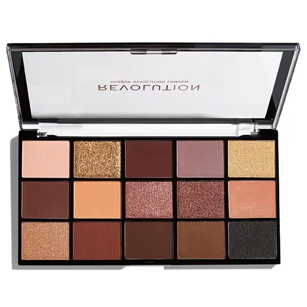 Revolution Reloaded eyeshadow palette with twelve shades.