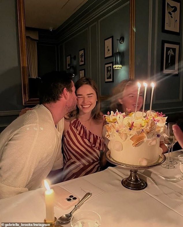 Meanwhile, Liam is still going strong with his girlfriend since 2019, Australian model Gabriella Brooks (M, pictured February 14)