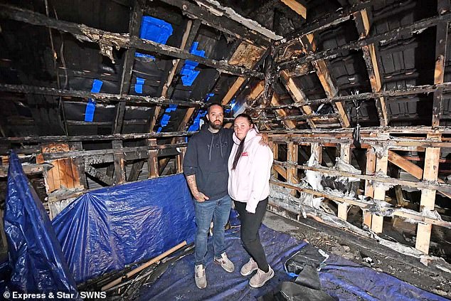 Emma took the children - who are currently staying with friends - to see what was left of their home, hoping it would help them understand what had happened