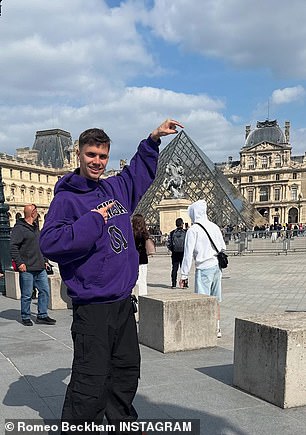 As Kim stepped out in London, Romeo enjoyed some free time in Paris in snaps he shared on Instagram