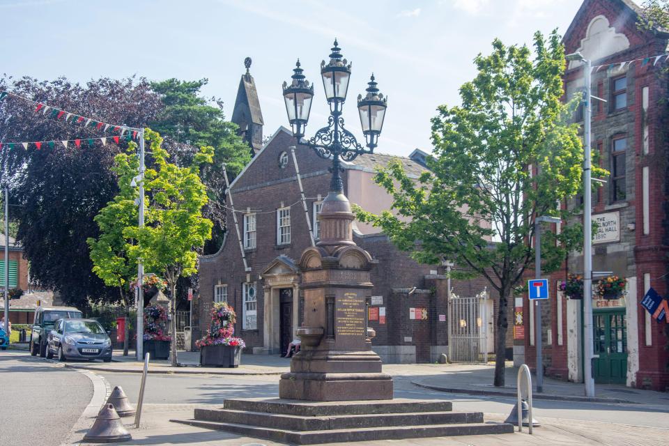 William Hopkin Thomas memorial lamp and fountain in Maesteg, Wales.