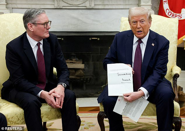 Prime Minister Keir Starmer (pictured left) has been rushing to seal a pact with America before his big Brexit 'reset', due to be unveiled at a summit with the EU on May 19