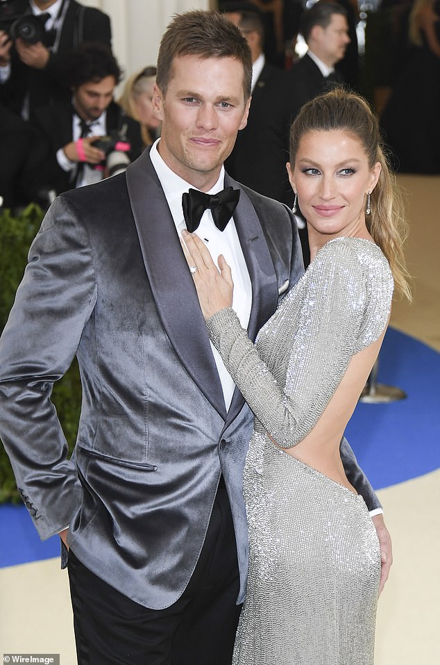Brady allowed the pretty blonde to try on his four large Super Bowl rings while on his private jet in 2015, causing his wife at the time, Gisele Bundchen, to reportedly 'threaten divorce'; the former pair seen in 2017