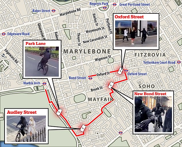 MailOnline's new map shows the apparent routes young crooks are taking on a regular basis in and around Hyde Park
