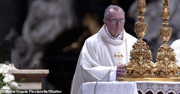 Editorial use only Mandatory Credit: Photo by Maria Grazia Picciarella/Shutterstock (15283921af) Cardinal Pietro Parolin attends a mass on the ninth day of the "Novendiali," nine days of mourning for late Pope Francis, in St. Peter's basilica at the Vatican Mass on the ninth of nine days of mourning (Novendiali) for late Pope Francis, Vatican City, Vatican - 04 May 2025