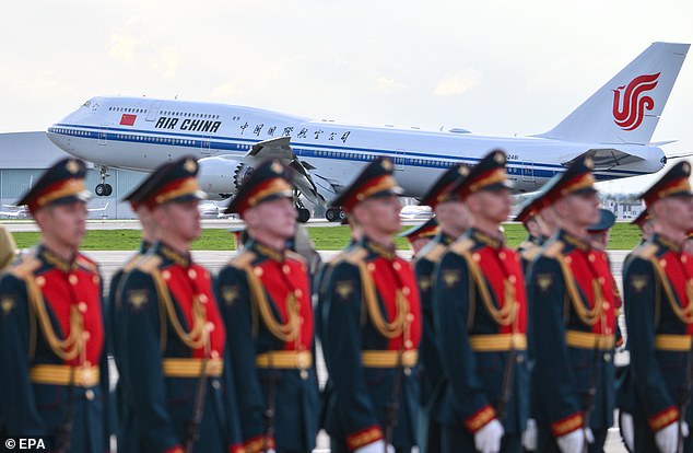 Russian President Vladimir Putin (2-R) and China's President Xi Jinping (C) attend their meeting at the Kremlin in Moscow, Russia, 8 May 2025