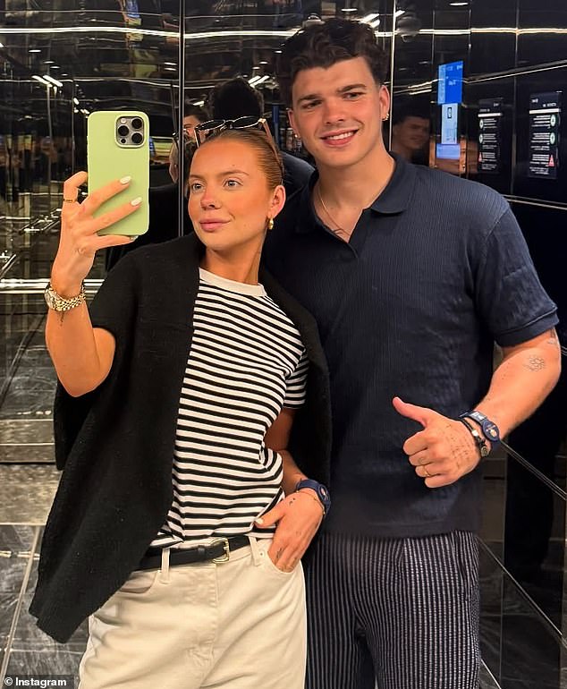 It turns out that the Traitors' stay Harry Clark, left, with his girlfriend Anna Maynard was among the passengers enjoying the two-night cruise
