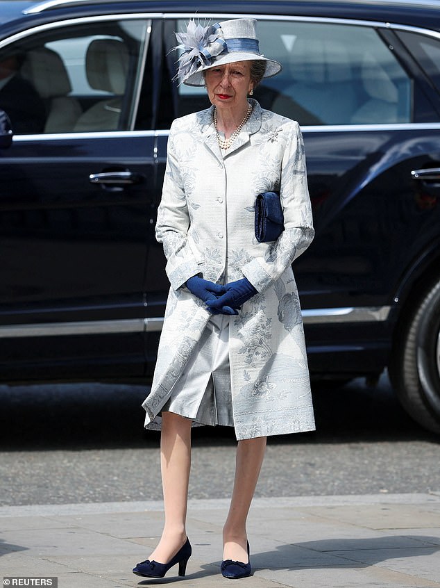 Princess Anne arrives at Westminster Abbey to attend the service of thanksgiving today