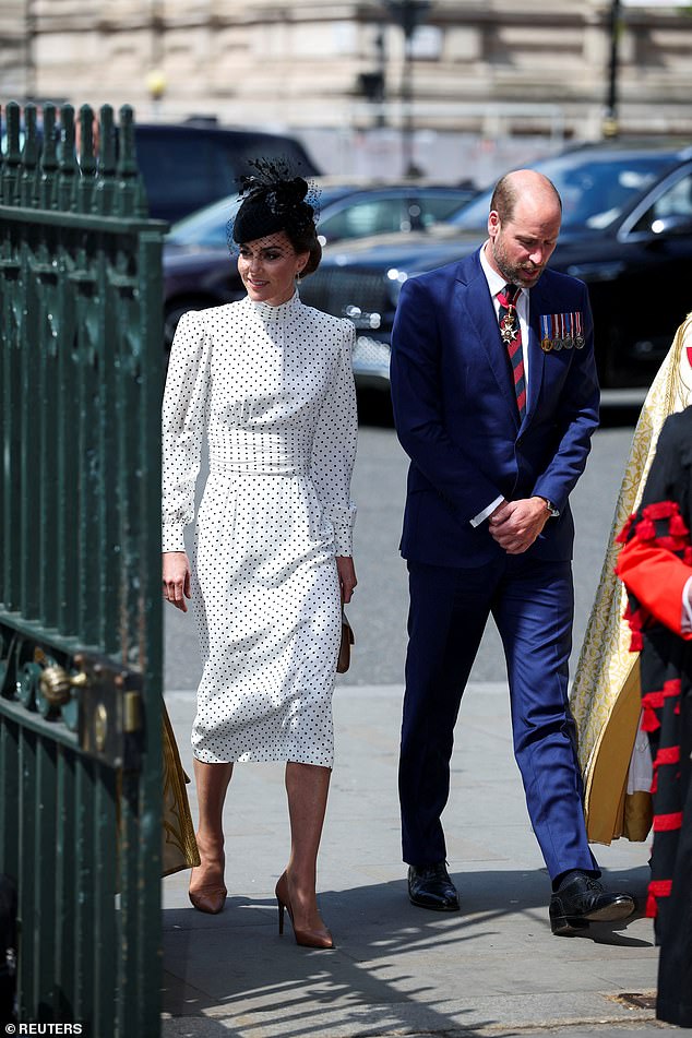 The Prince and Princess of Wales arrive at Westminster Abbey for the service today