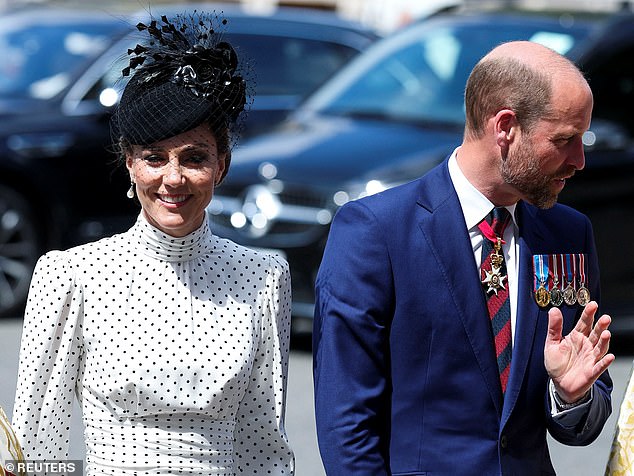 The Prince and Princess of Wales arrive at Westminster Abbey for the service today
