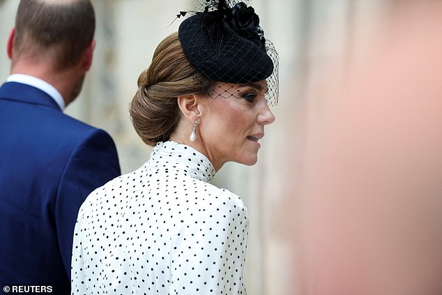 The Princess of Wales arrives at Westminster Abbey to attend the service of thanksgiving