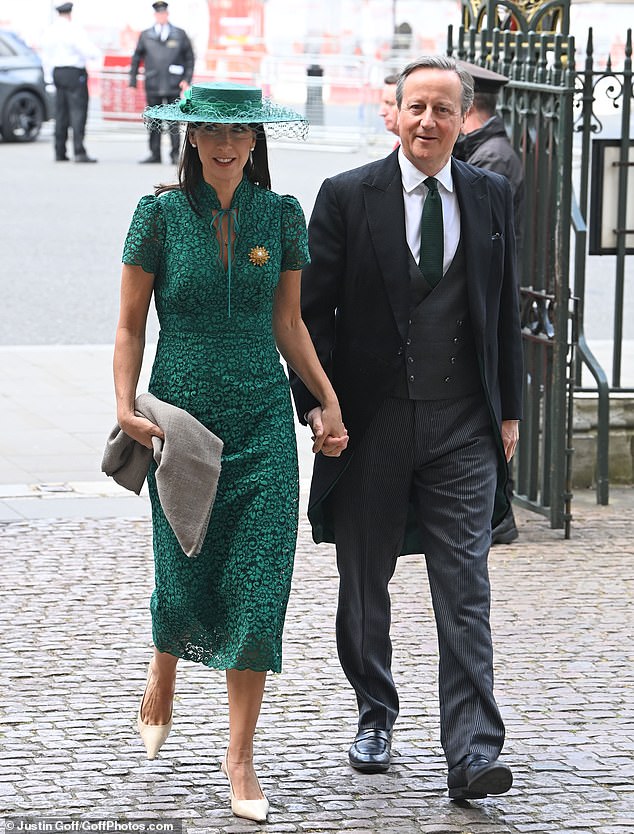 Former Prime Minister Lord David Cameron and his wife Samantha Cameron arrive today