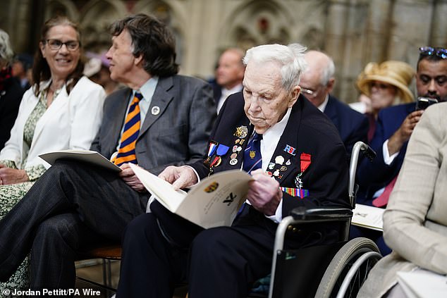 A Second World War veteran attends a service of thanksgiving at Westminster Abbey today