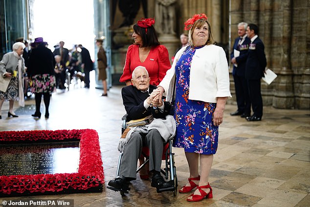 A Second World War veteran attends a service of thanksgiving at Westminster Abbey today