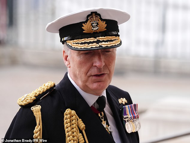 Chief of the Defence Staff Admiral Sir Tony Radakin arrives for today's service of thanksgiving
