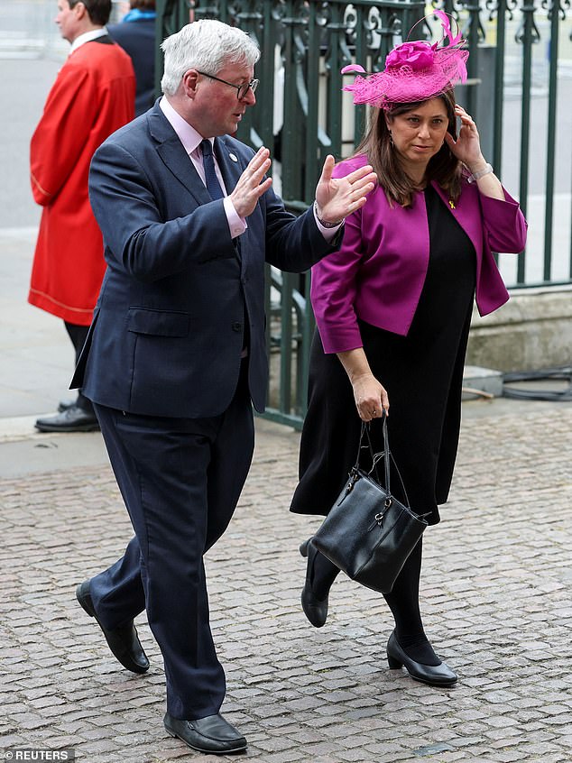 Tzipi Hotovely (right), Israeli Ambassador to the UK, arrives at Westminster Abbey today
