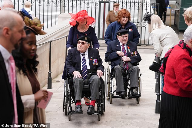 Veterans arrive this morning to attend a service of thanksgiving at Westminster Abbey