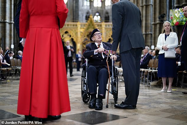 Veteran Ken Hay, who served in the 4th Dorset infantry regiment, at Westminster Abbey today
