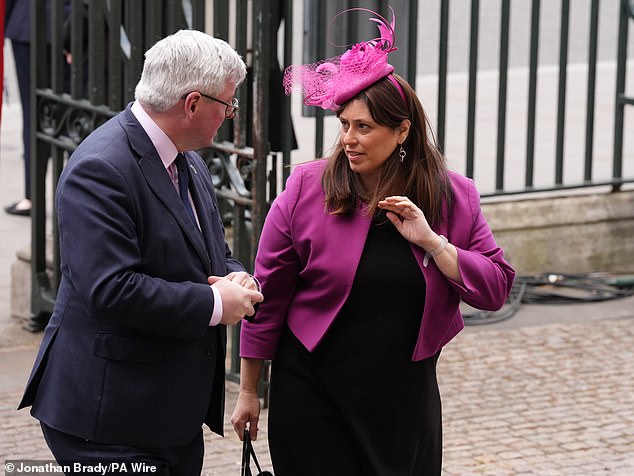 Tzipi Hotovely (right), Israeli Ambassador to the UK, arrives at Westminster Abbey today