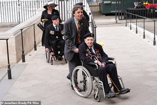 Veterans arrive this morning to attend a service of thanksgiving at Westminster Abbey