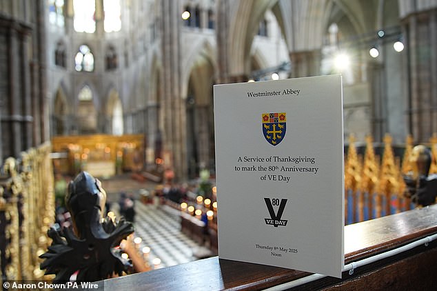 The order of service for the service of thanksgiving at Westminster Abbey in London today