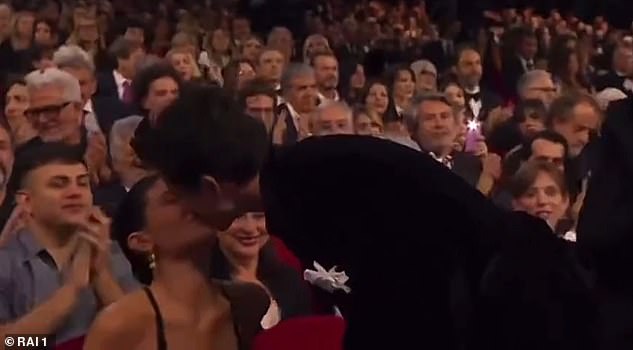 When Timothee's name was announced on stage, he shared a kiss with Kylie but then missed her when she went in for a second kiss
