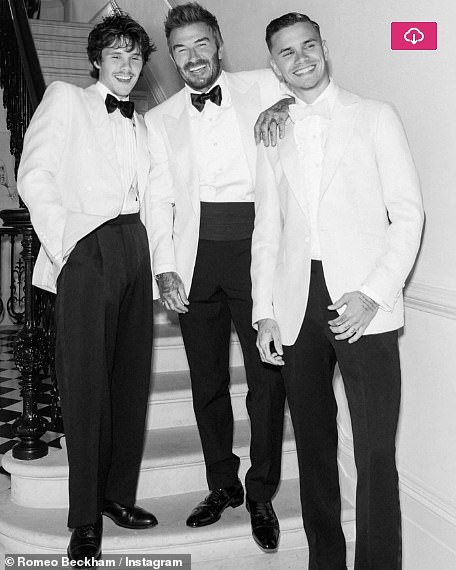 Romeo also shared a black-and-white photograph with his father David and his son Cruz to his Instagram on Thursday with a simple white love heart emoji as the caption