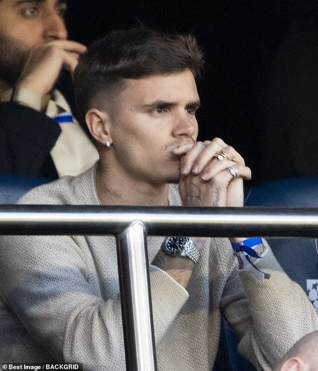 The son of David and Victoria Beckham , 22, returned to Paris to watch the game after returning from his father's 50th birthday celebrations in the city just days earlier