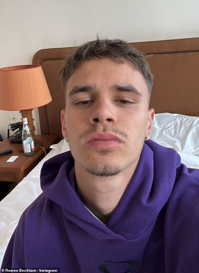 On Thursday morning, he also shared a selfie wearing a blue hoodie as he sat on the edge of his bed