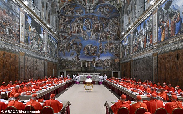The 133 cardinal-electors entered the Sistine Chapel in solemn procession yesterday to start the conclave