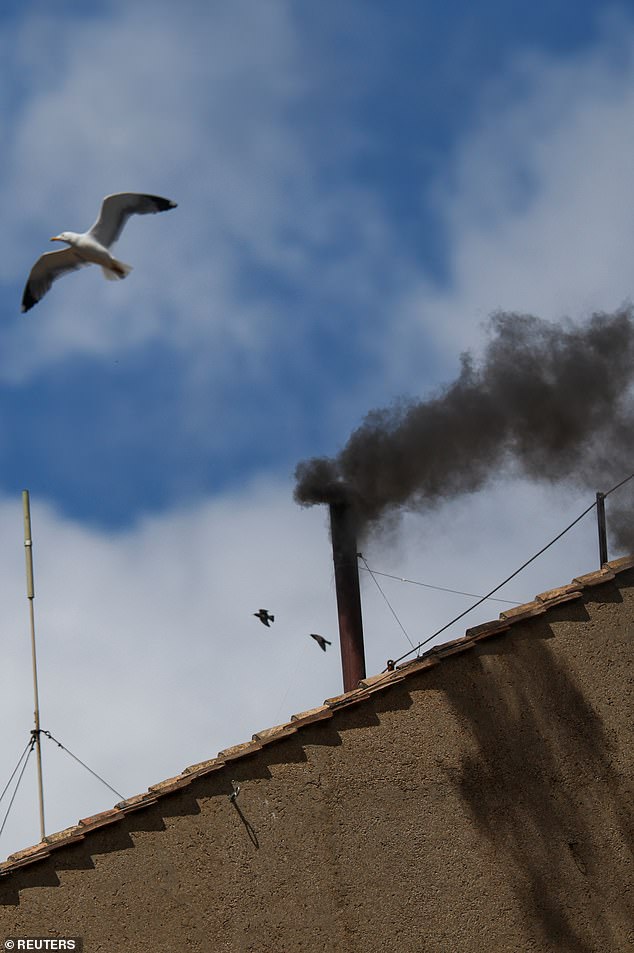 Black smoke was also seen at 10.52am UK time this morning, showing the second round had not yielded a result