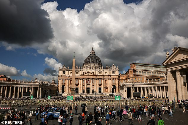 Cheering crowds were seen waiting outside in St Peter's Square as they waited to discover who has been elected as the next pontiff