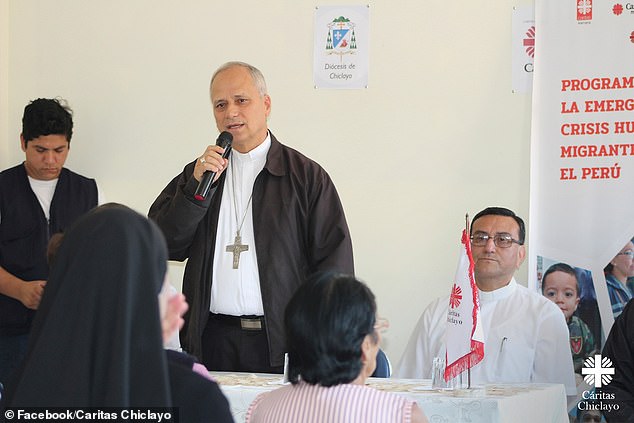 Prevost seen during his time as Prevost of the Diocese of Chiclayo in Peru