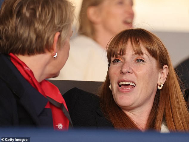 Angela Rayner, who is among the guests this evening, pictured enjoying lively conversation ahead of the concert