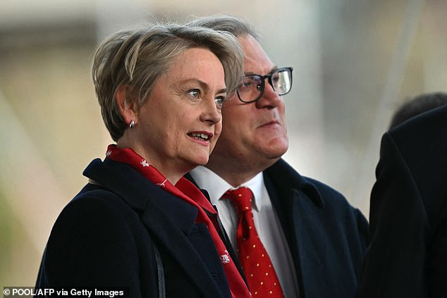 Britain's Home Secretary Yvette Cooper and her husband Ed Balls pictured among the concert arrivals