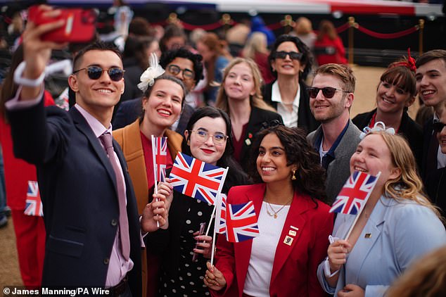 Brits waved their flags as they showed up to attend the concert at the historic Horse Guards Parade