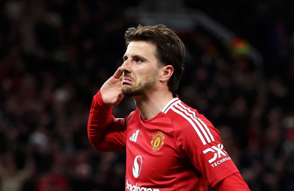Mason Mount of Manchester United celebrating a goal.