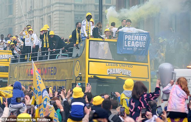 Buses containing the Championship champions rolled through the city centre on Monday