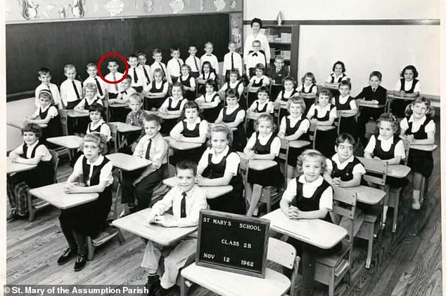 The future pope is pictured (red circled) in the second grade
